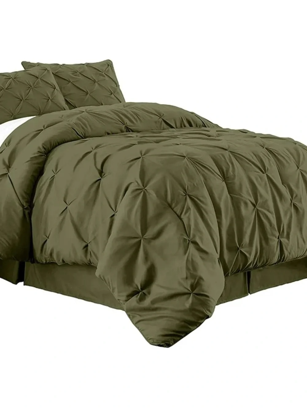 Olive Pin-tuck king size 3 piece Comforter Set